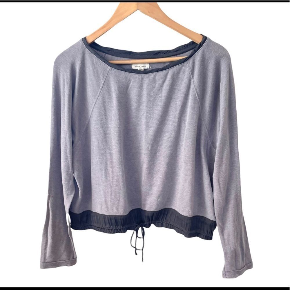 Silence and Noise grey long sleeved top with drawstring waist